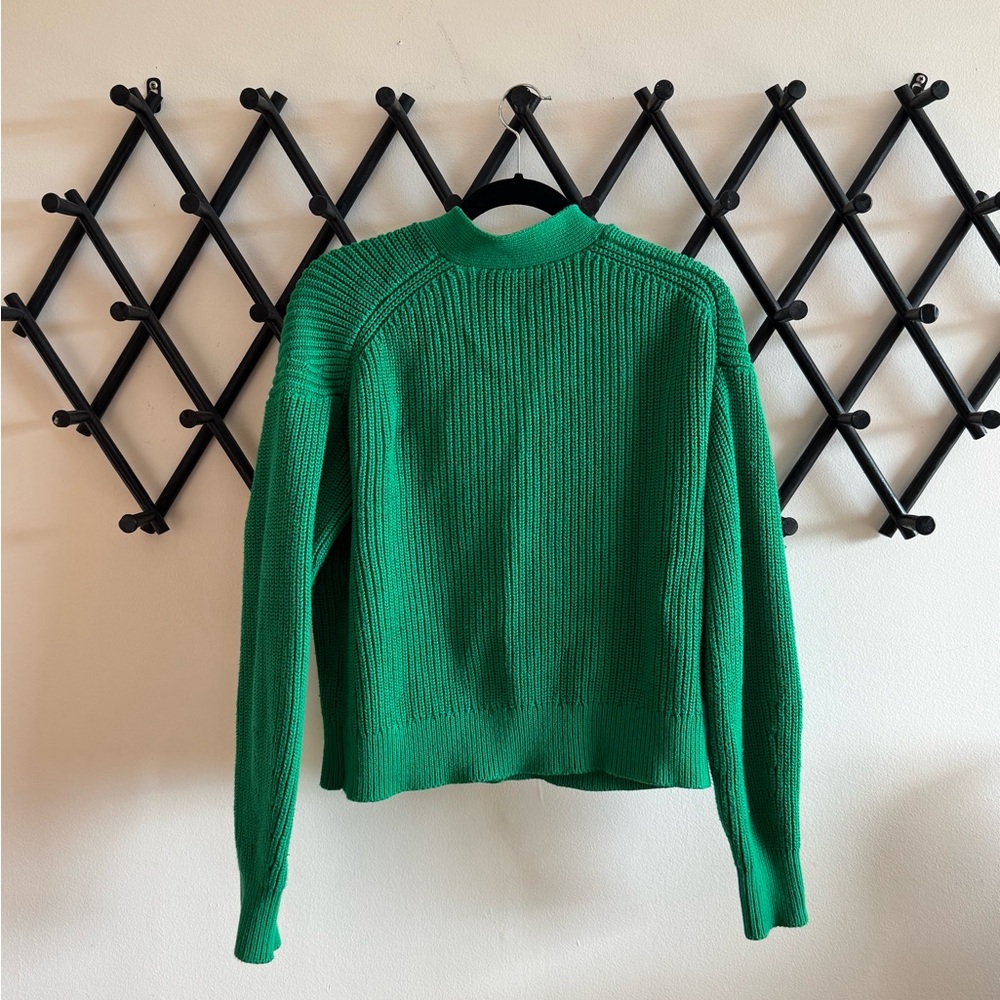 Everlane Cotton Boxy Cardigan - Kelly Green OVERSIZED XS fits loose on a M - Picture 2 of 4
